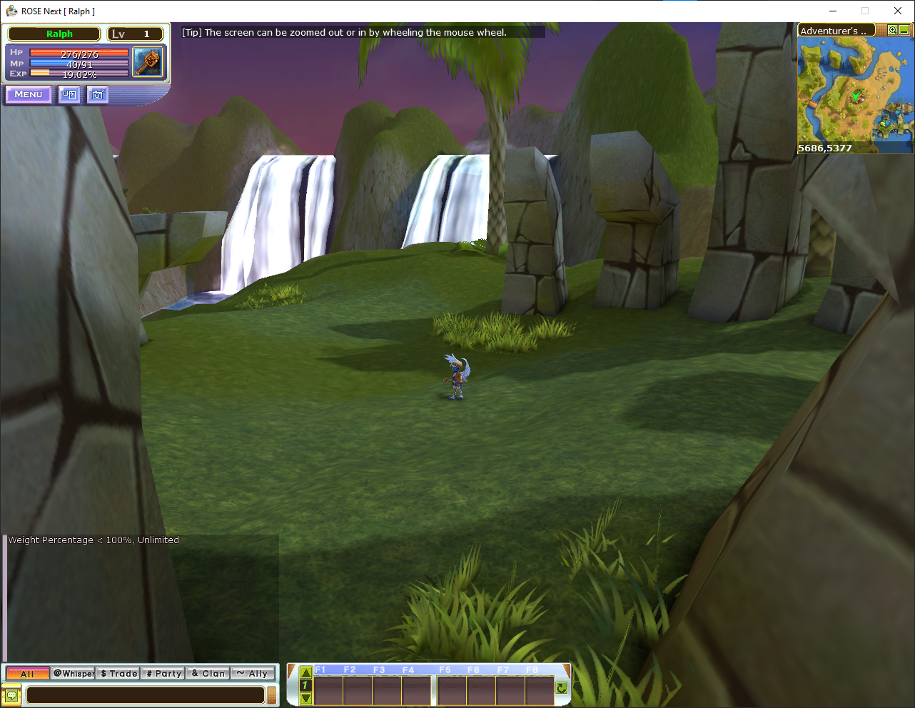 Screenshot of a player after zooming out to the new maximum