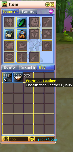 Screenshot of 26+million worn-out leather in inventory