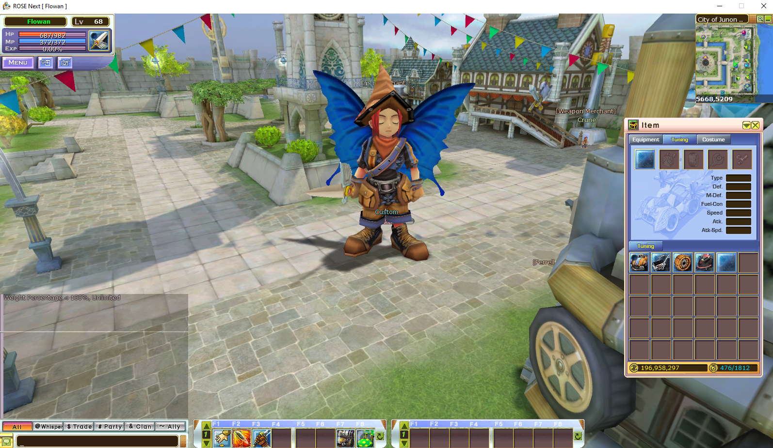 Screenshot of character set to a large size