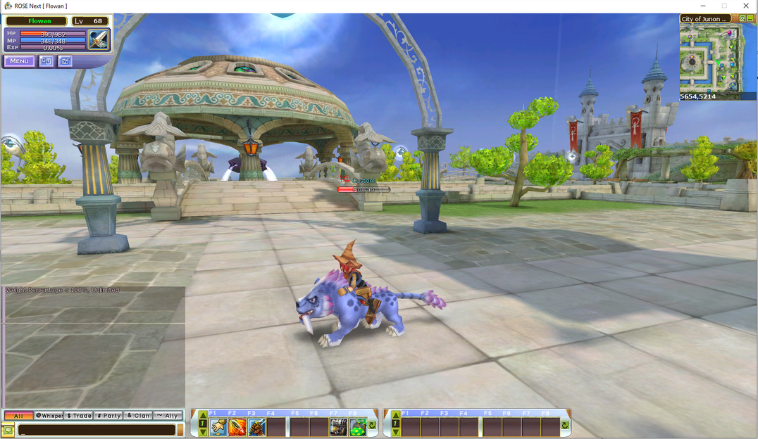 Screenshot of character on sabertooth mount